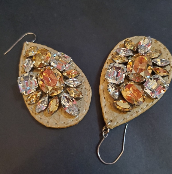 Ted Rossi Python and Crystal Statement Earrings - Picture 3 of 7